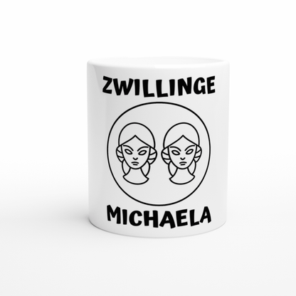 Mit 3D-Vorschau: 12 Sternzeichen mittig mit Name + personalisierten Sprüchen • zweifarbige Tasse