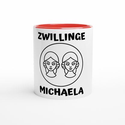 Mit 3D-Vorschau: 12 Sternzeichen mittig mit Name + personalisierten Sprüchen • zweifarbige Tasse