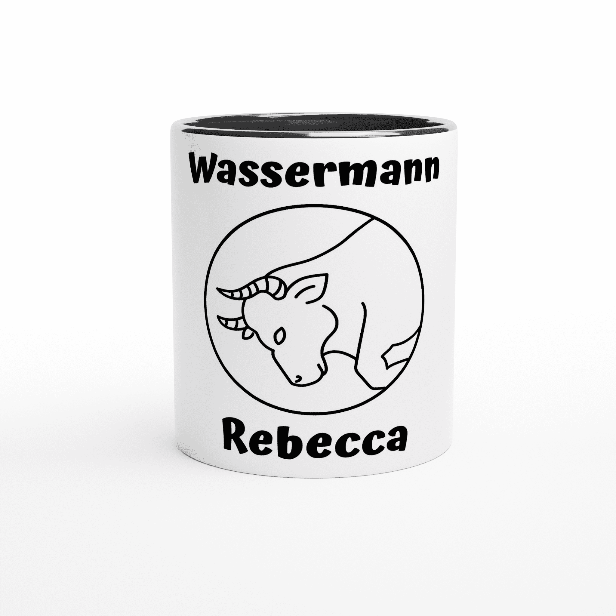 Mit 3D-Vorschau: 12 Sternzeichen mittig mit Name + personalisierten Sprüchen • zweifarbige Tasse