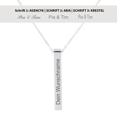 Roségold halskette säule mit silberner gravur dein wunschname minimalistisches design personalisierbares geschenk