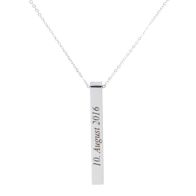 Silberne säule halskette mit graviertem datum 10 rosegold anhänger personalisierbares geschenk