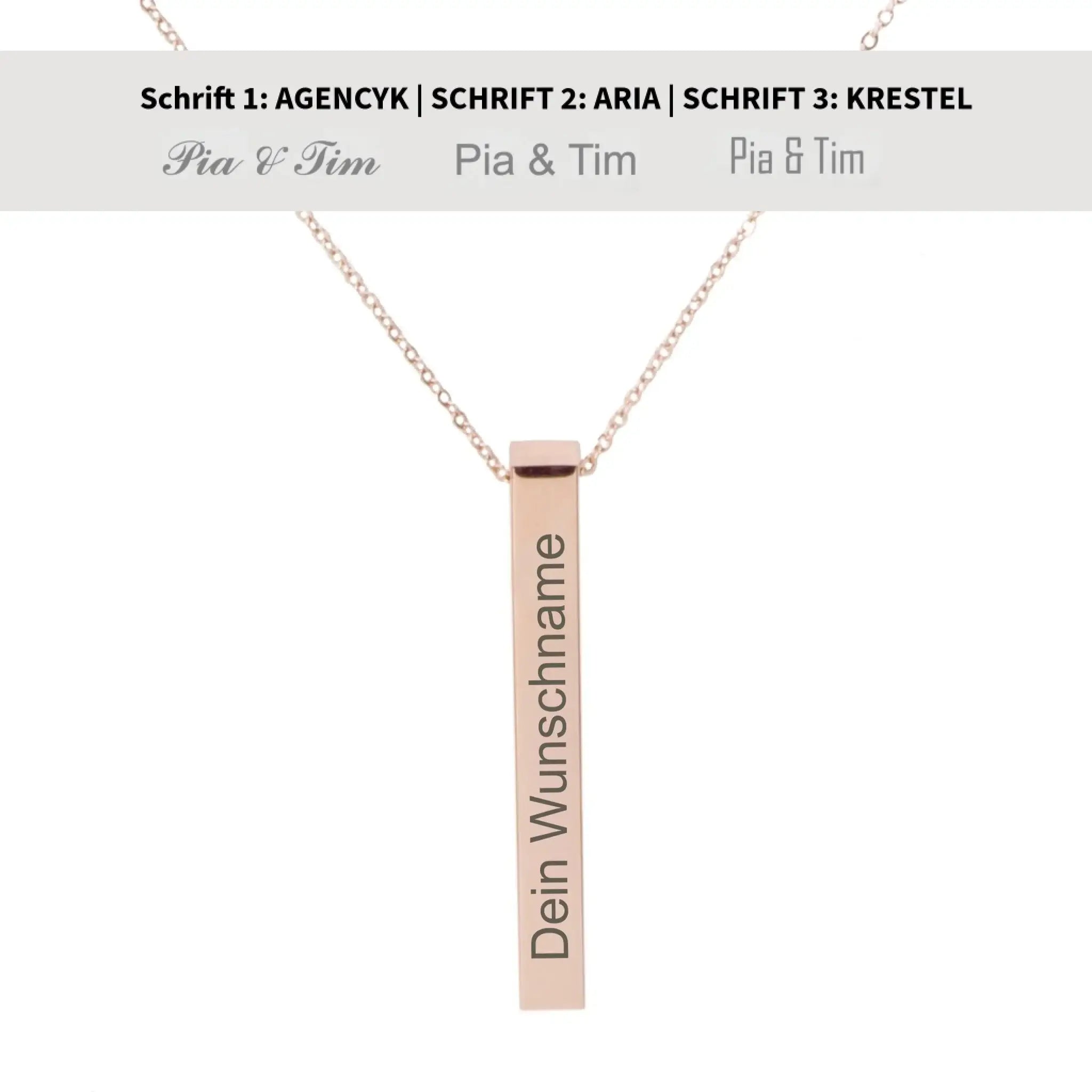 Vertikale Halskette Säule-3-Roségold