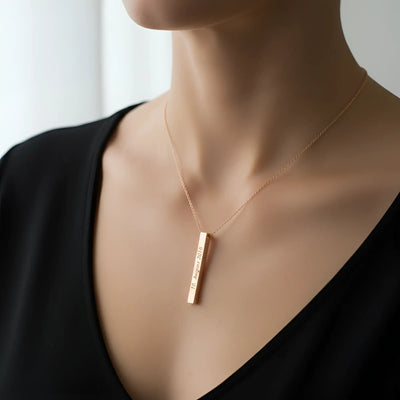 Delikate halskette säule aus silber mit rosegold anhänger und gravur 10 august 2016 personalisiertes geschenk
