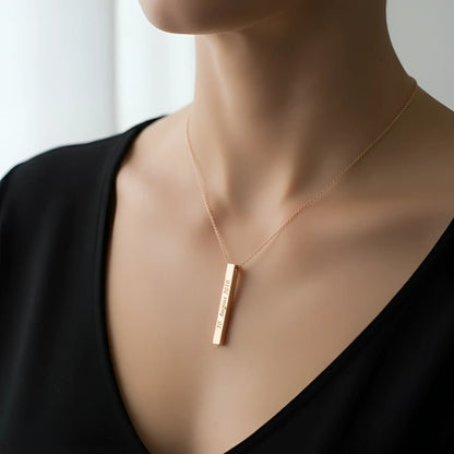 Delikate halskette säule aus silber mit rosegold anhänger und gravur 10 august 2016 personalisiertes geschenk