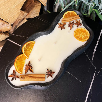 Handgemachte Betonduftkerze ’Wave: Grey or Black’ Bio Sojawachs mit Vanilla Toffee Duft - Betondekoration