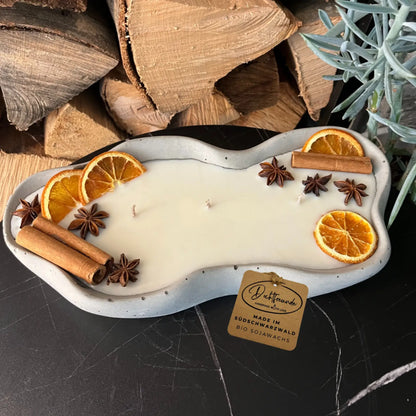 Handgemachte Betonduftkerze ’Wave: Grey or Black’ Bio Sojawachs mit Vanilla Toffee Duft - Betondekoration