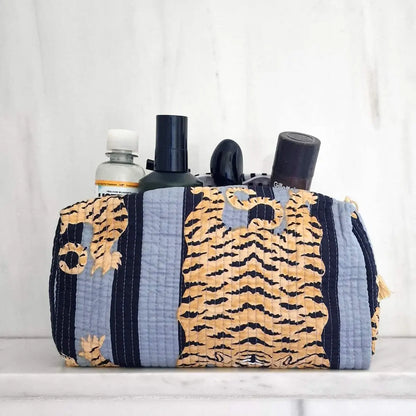 Handgemachte Kosmetiktasche ’poppy Tiger’ black - handgefertigte Taschen