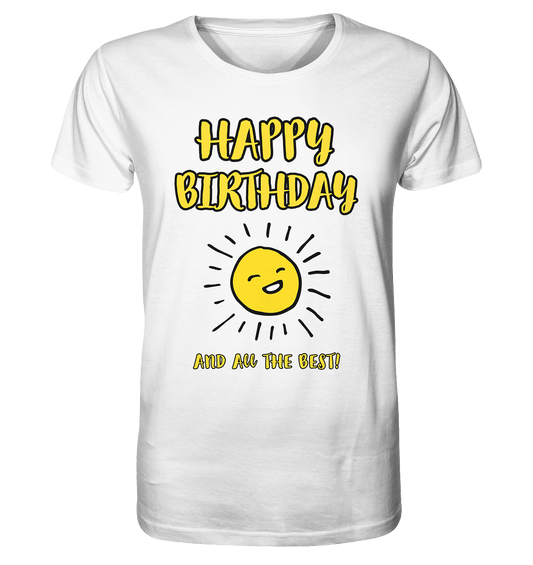 Happy Birthday and all the best (dunkler Rand) - Organic Shirt - HalloGeschenk.de #geschenkideen# #personalisiert# #geschenk#