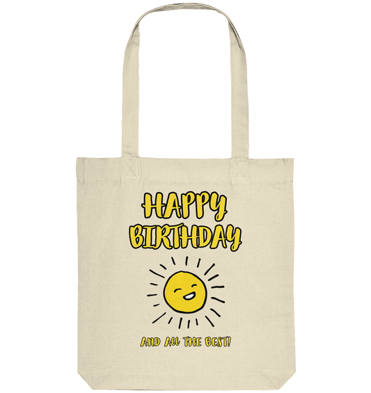 Happy Birthday and all the best (dunkler Rand) - Organic Tote-Bag - HalloGeschenk.de #geschenkideen# #personalisiert# #geschenk#