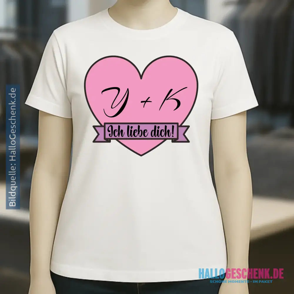 Herz mit Botschaft • Ladies Premium T-Shirt XS-2XL aus Bio-Baumwolle für Damen • Exklusivdesign • personalisiert