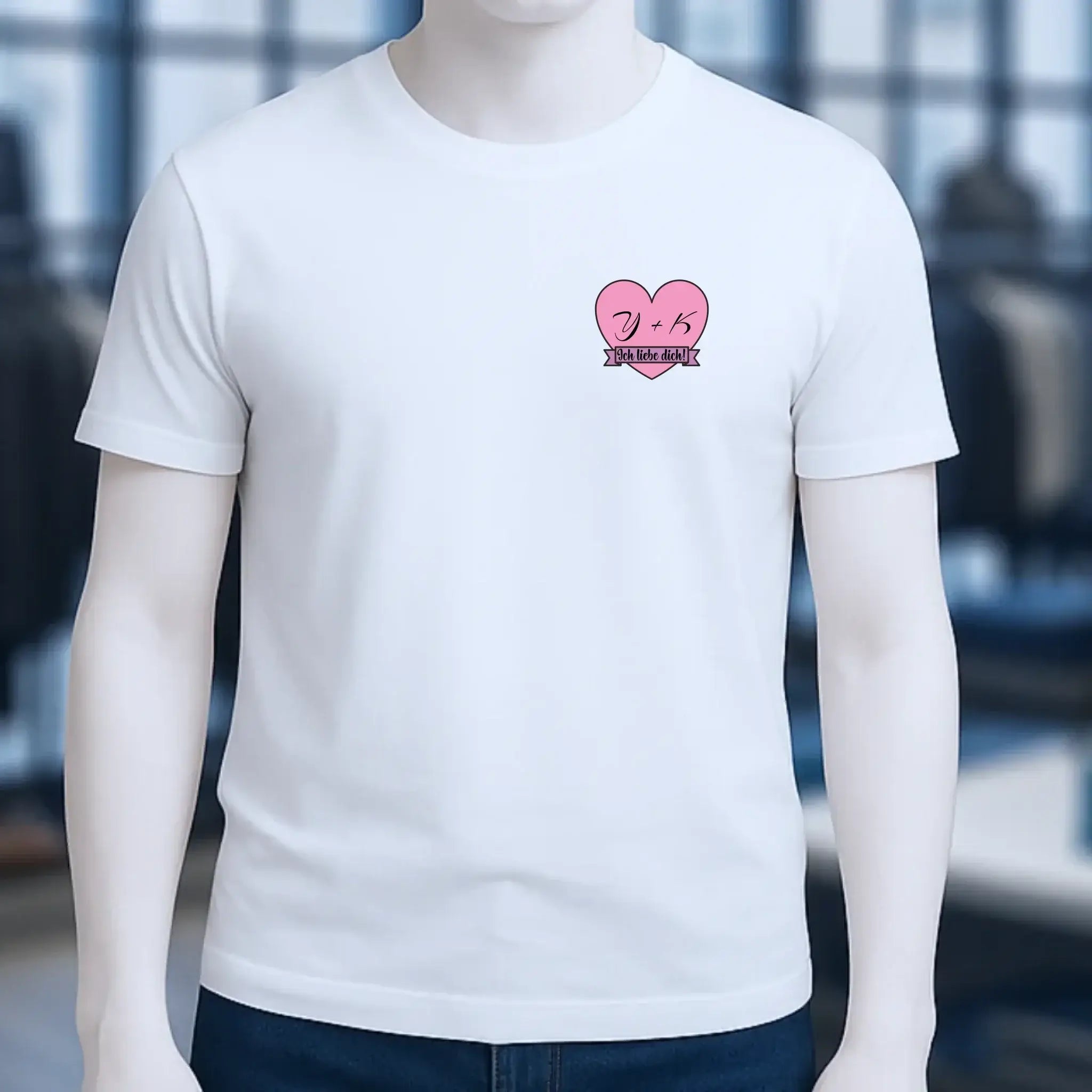 Herz mit Botschaft • Unisex Premium T-Shirt XS-5XL aus Bio-Baumwolle für Damen & Herren • Exklusivdesign • personalisiert • Brustdruck