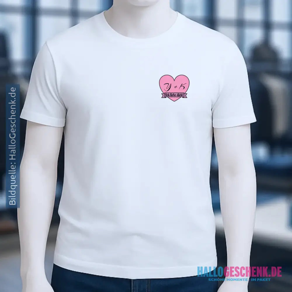 Herz mit Botschaft • Unisex Premium T-Shirt XS-5XL aus Bio-Baumwolle für Damen & Herren • Exklusivdesign • personalisiert • Brustdruck