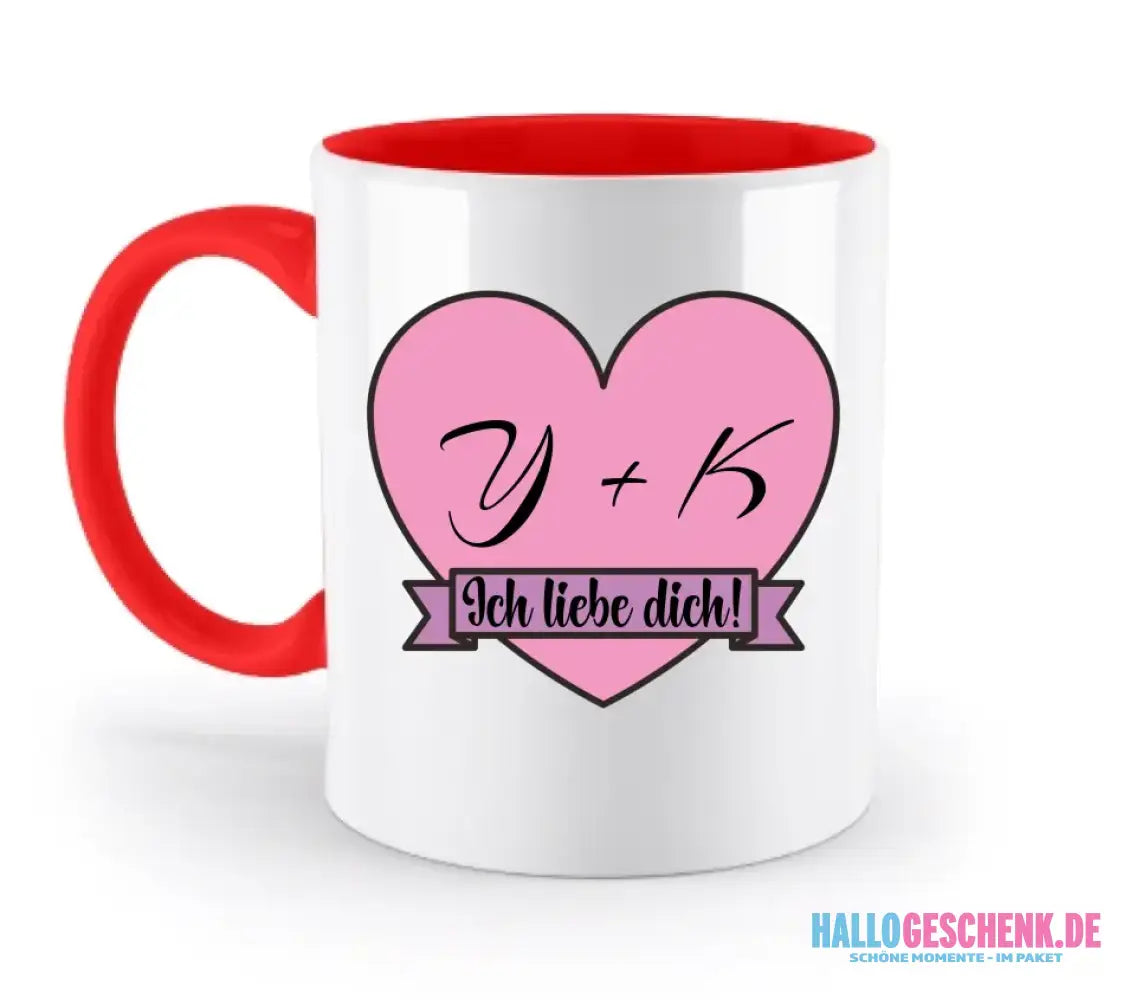 Herz mit Botschaft • zweifarbige Tasse • Exklusivdesign • personalisiert