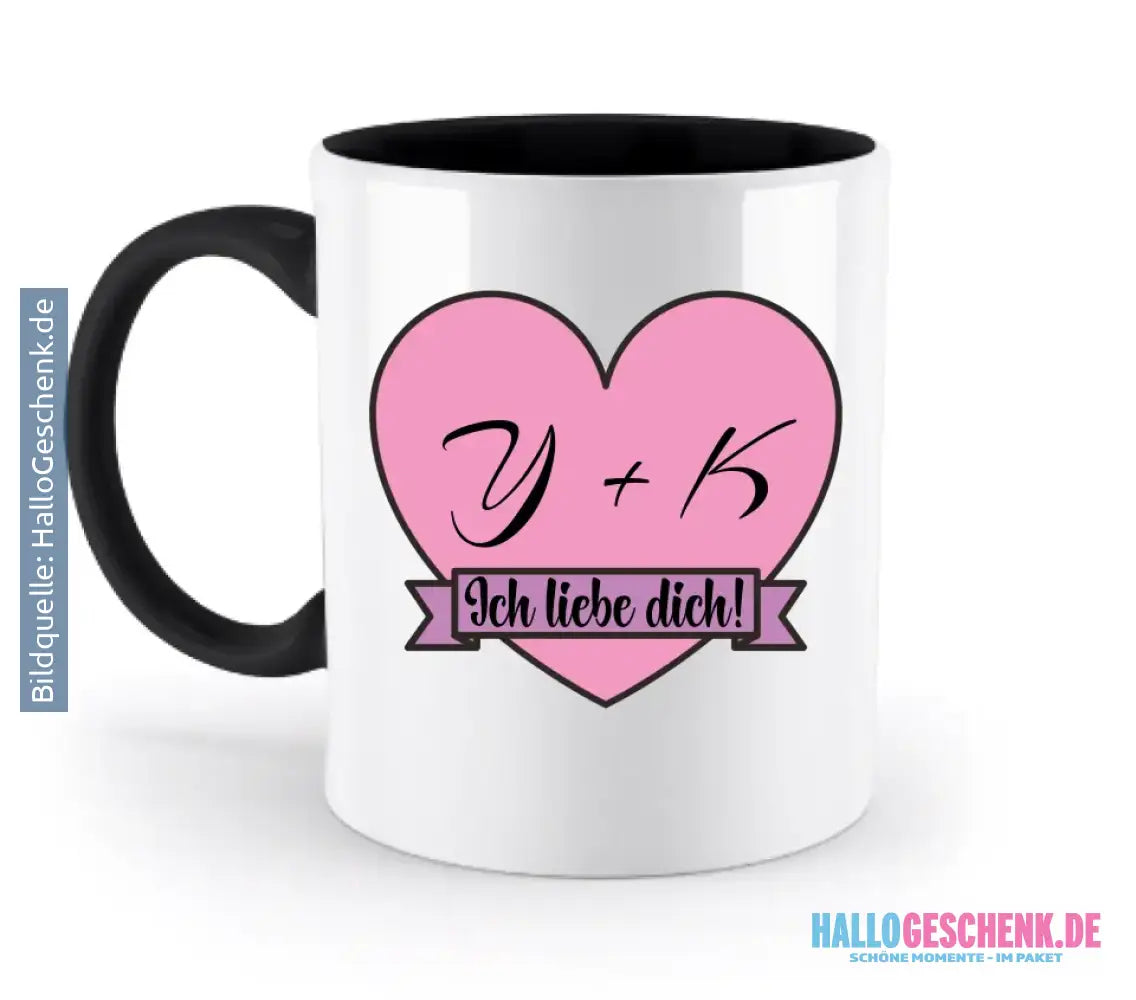 Herz mit Botschaft • zweifarbige Tasse • Exklusivdesign • personalisiert