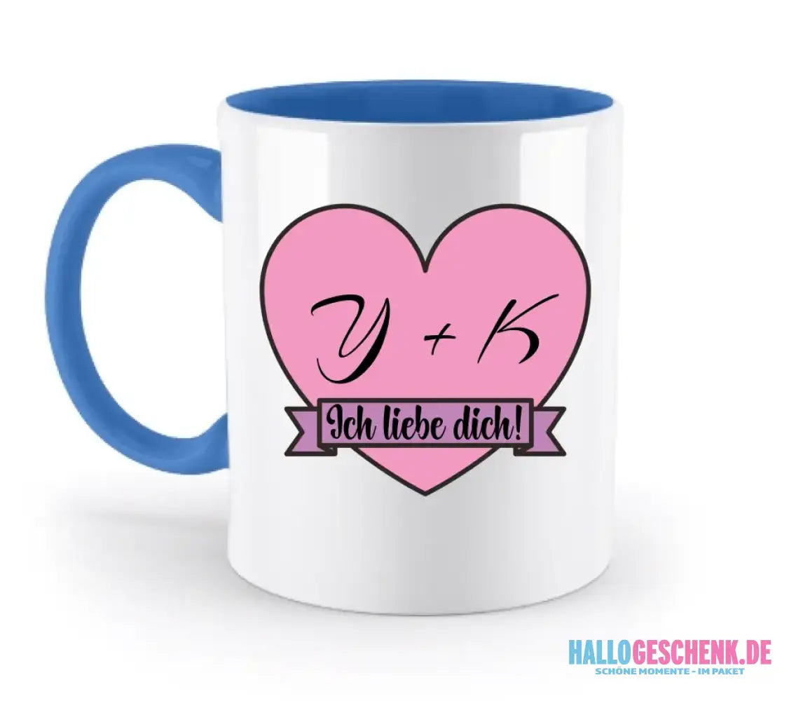 Herz mit Botschaft • zweifarbige Tasse • Exklusivdesign • personalisiert