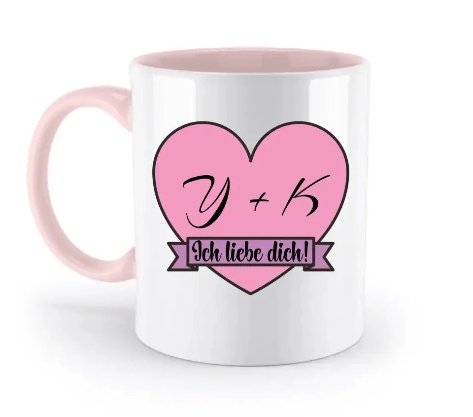 Herz mit Botschaft • zweifarbige Tasse • Exklusivdesign • personalisiert - HalloGeschenk.de