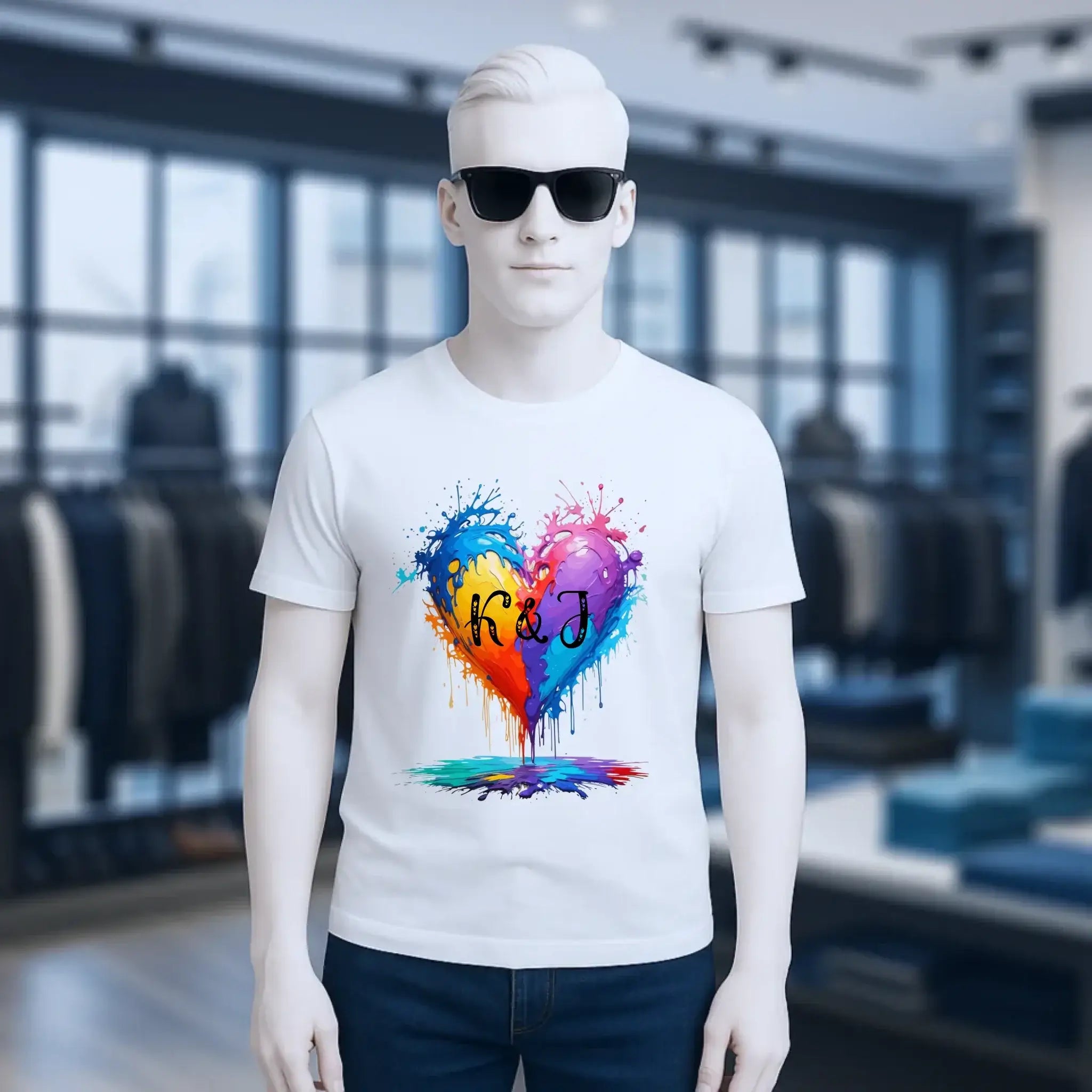 Herz mit Initialien • Unisex Premium T-Shirt XS-5XL aus Bio-Baumwolle für Damen & Herren • Exklusivdesign • personalisiert
