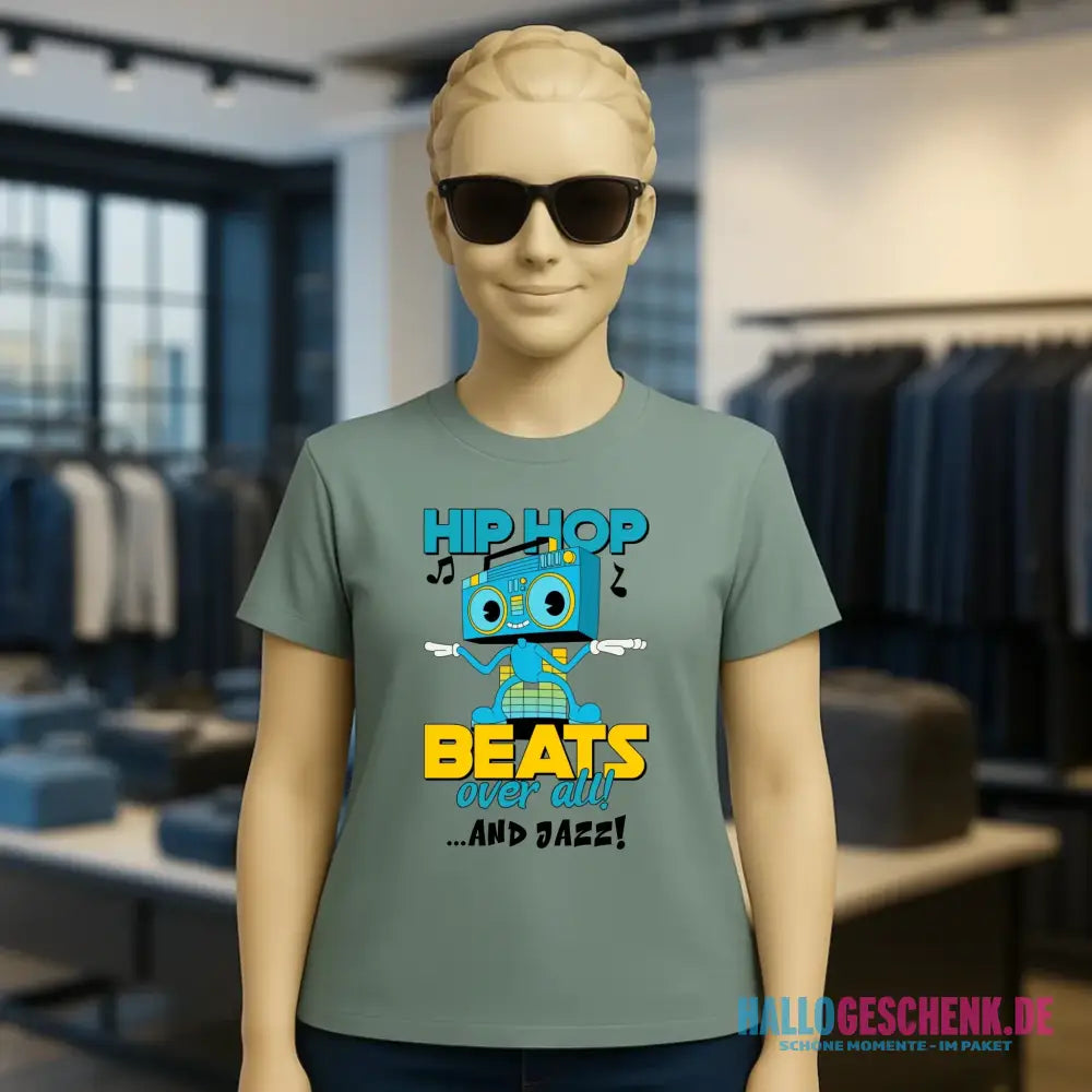 Hip Hop Beats over all • Ladies Premium T-Shirt XS-2XL aus Bio-Baumwolle für Damen • Exklusivdesign • personalisiert