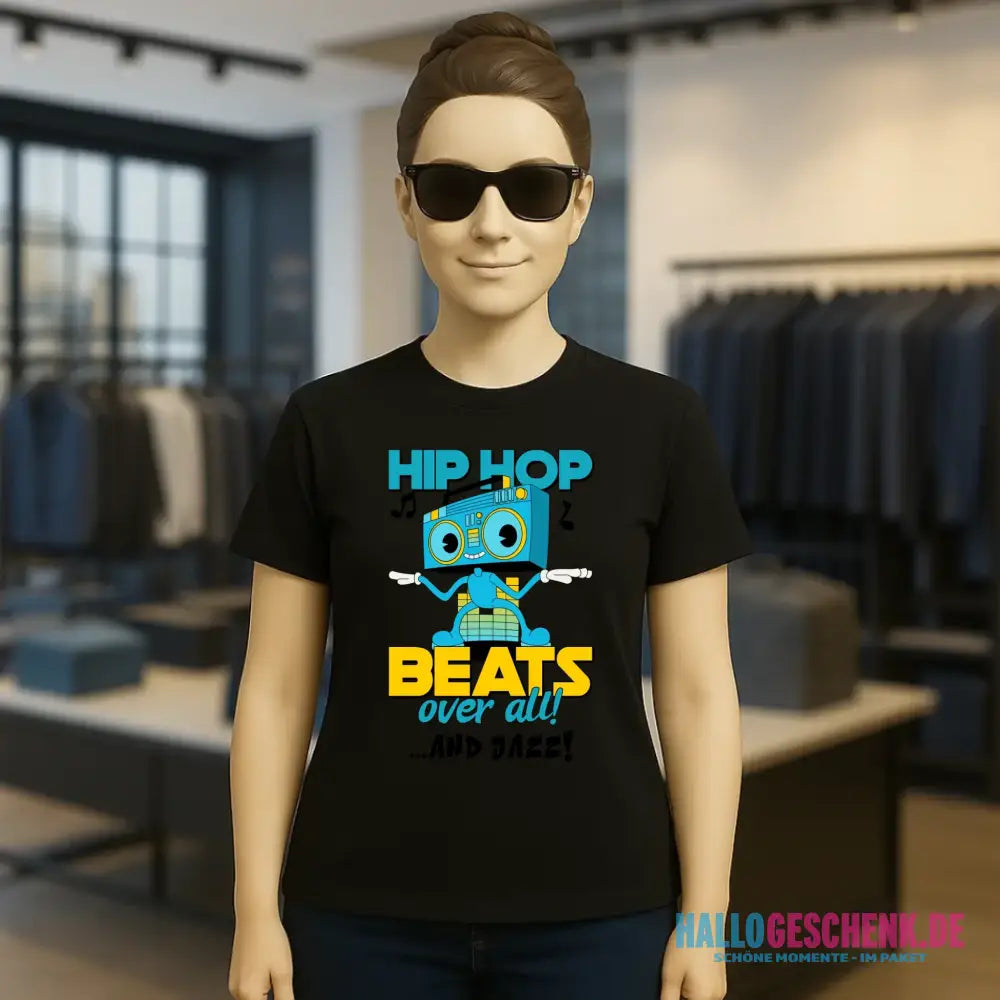 Hip Hop Beats over all • Ladies Premium T-Shirt XS-2XL aus Bio-Baumwolle für Damen • Exklusivdesign • personalisiert