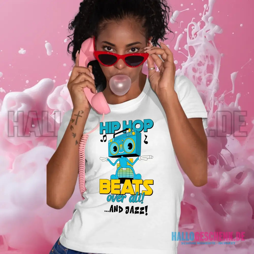 Hip Hop Beats over all • Ladies Premium T-Shirt XS-2XL aus Bio-Baumwolle für Damen • Exklusivdesign • personalisiert