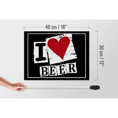 Holzschild 40x30cm I Love Beer Bier Herz