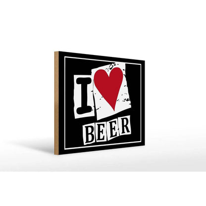 Holzschild 40x30cm I Love Beer Bier Herz