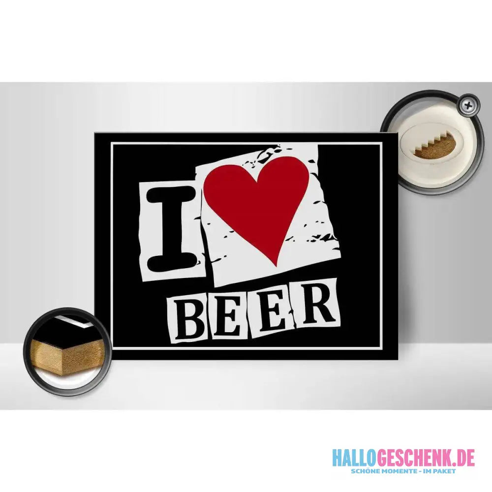 Holzschild 40x30cm I Love Beer Bier Herz