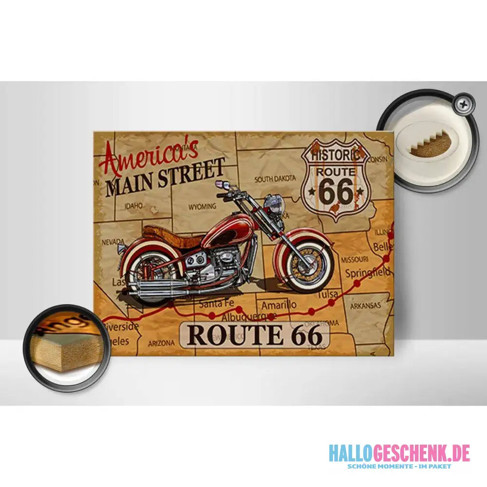Holzschild Motorrad 40x30cm America`s main street route 66 Schild
