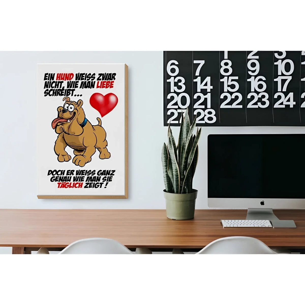 framed 20x30cm hölzern Schild mit Cartoon braun dog haltend rot heart für mit love