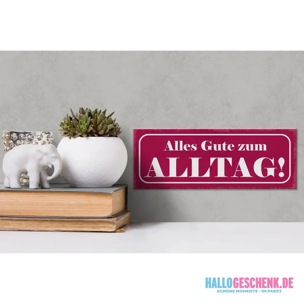 Holzschild Spruch 27x10cm Alles Gute zum Alltag Deko