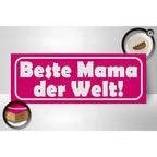 Leuchtendes pinkes holzschild 27x10cm mit weißer umrandung und weißem text beste mama der welt zur deko