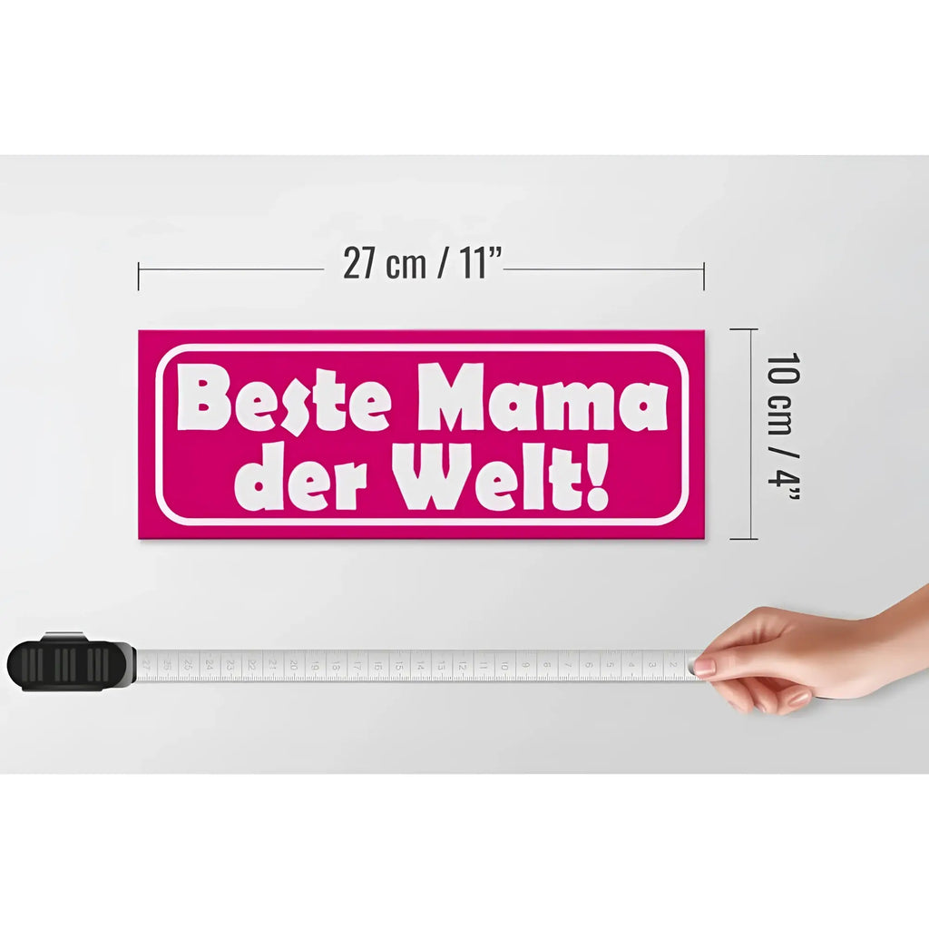 Holzschild in pink mit weißem text beste mama der welt und dünnem rahmen 27x10cm als wanddeko