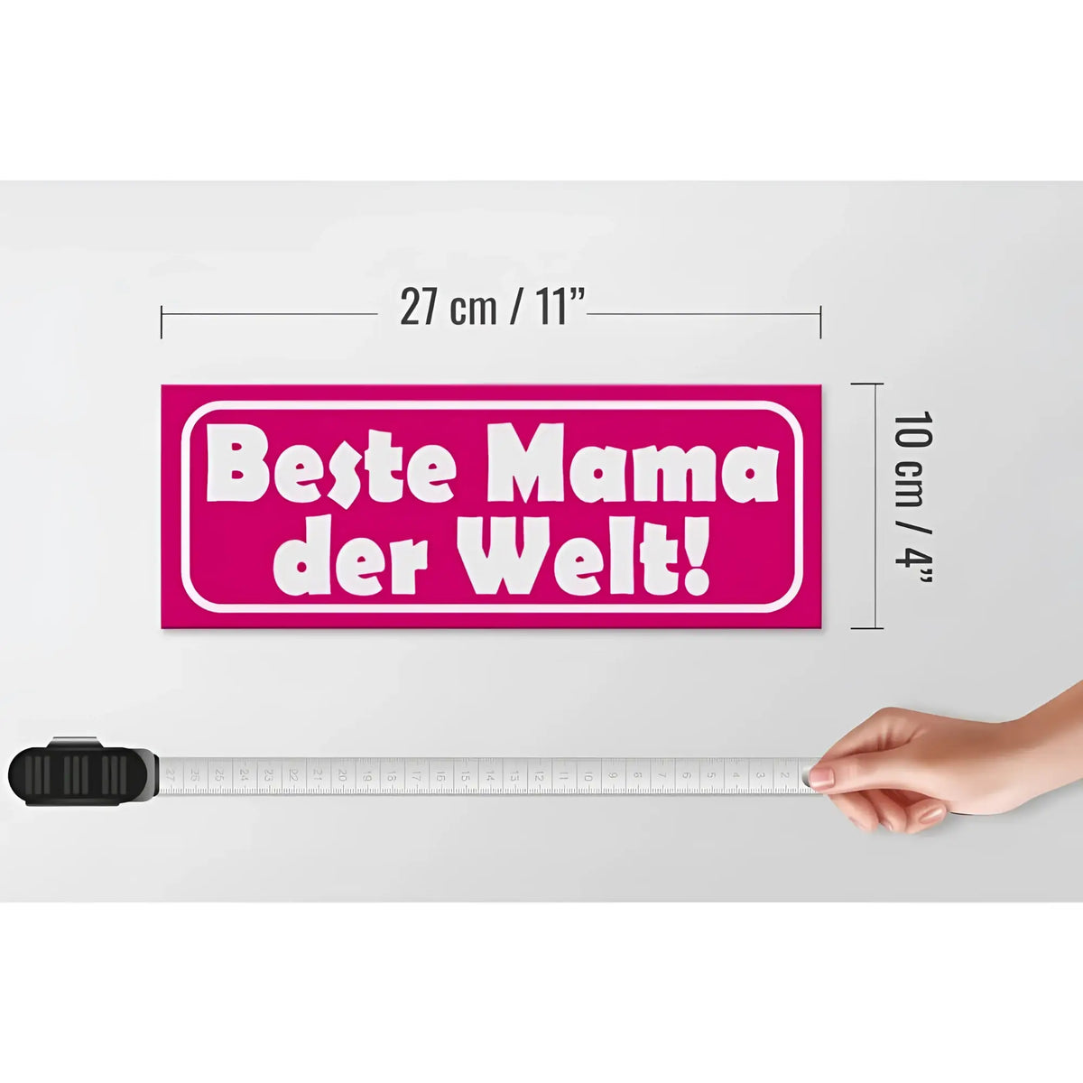 Holzschild in pink mit weißem text beste mama der welt und dünnem rahmen 27x10cm als wanddeko