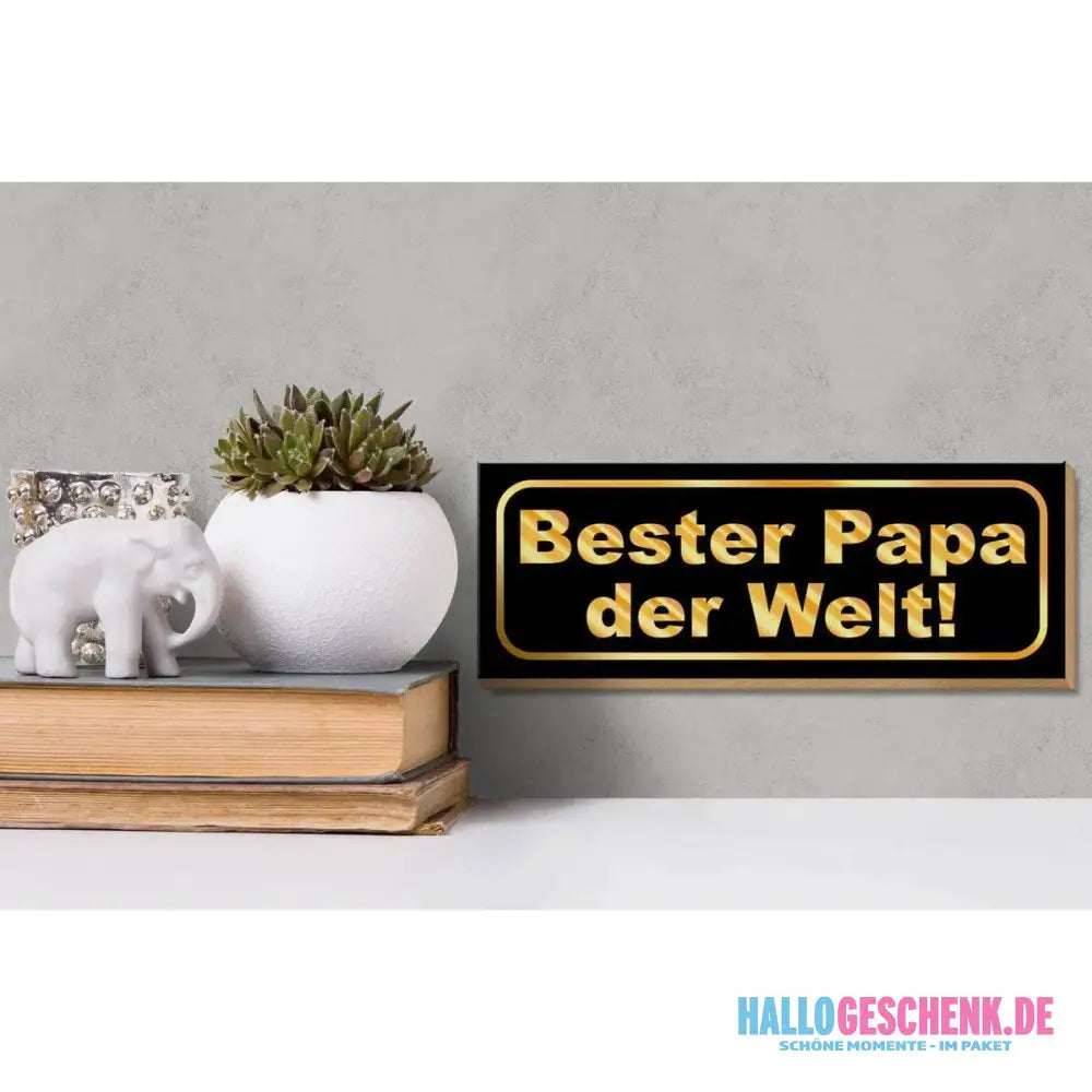 Holzschild Spruch 27x10cm Bester Papa der Welt Geschenk Deko