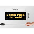 Holzschild 27x10cm schwarz mit gold folien schrift bester papa der welt geschenk deko holzrahmen