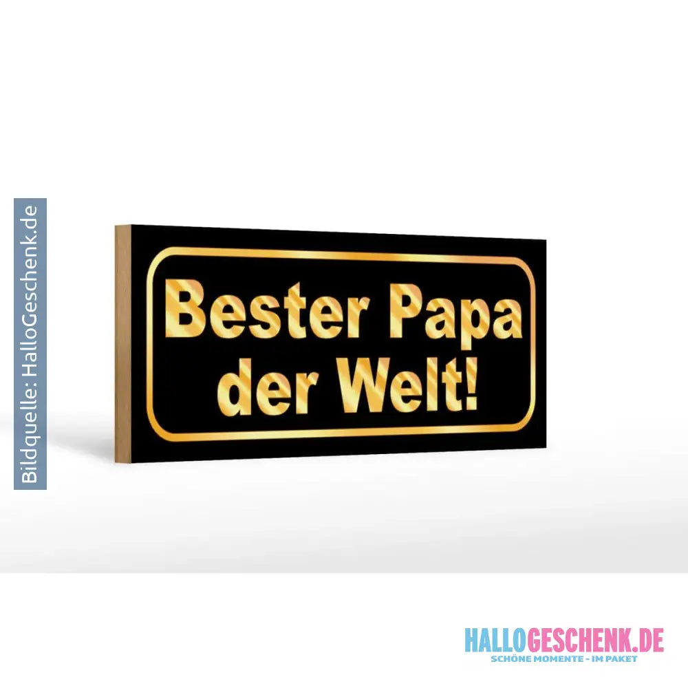Holzschild Spruch 27x10cm Bester Papa der Welt Geschenk Deko