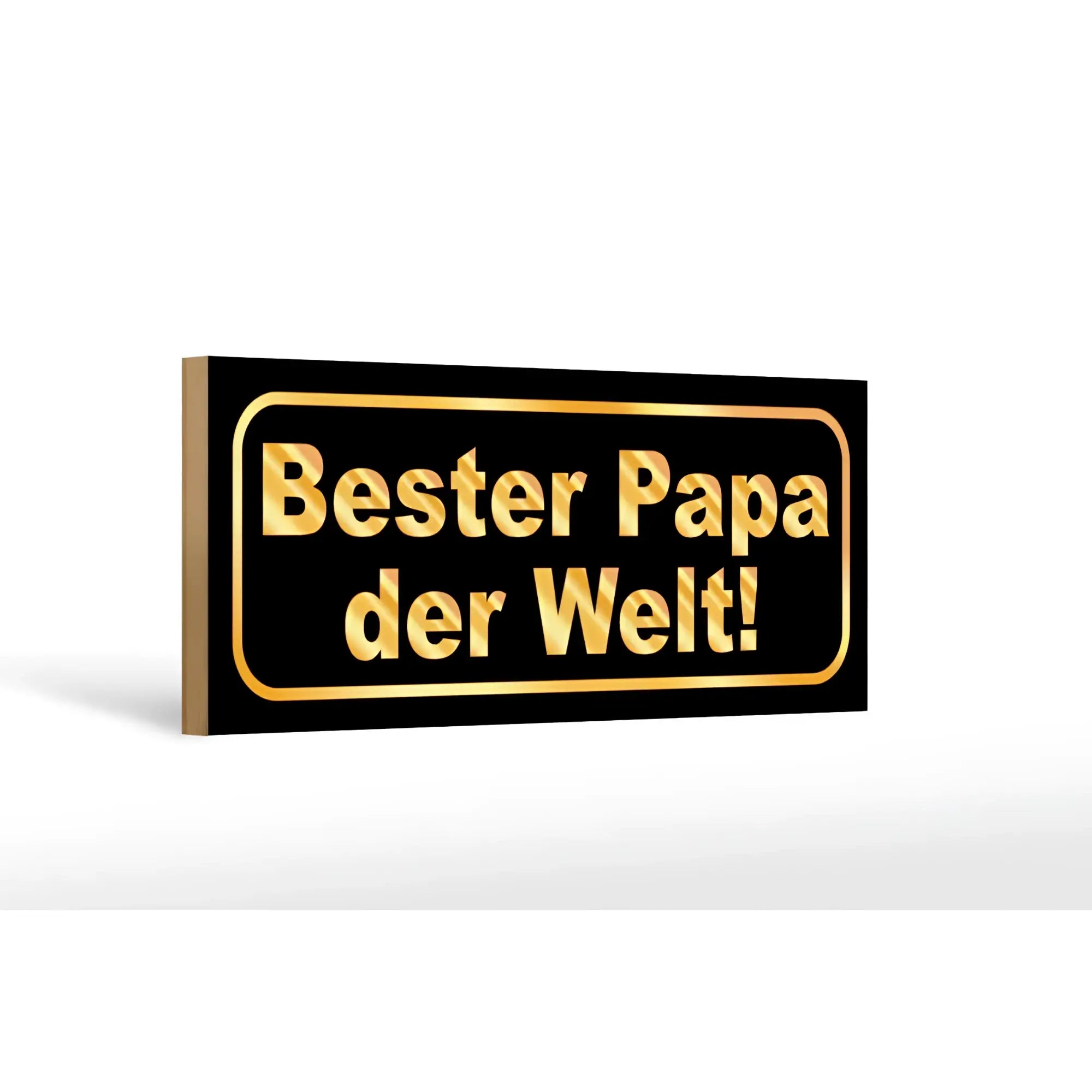 Holzschild 27x10cm schwarzer rechteckiger canvas mit goldener folie bester papa der welt geschenk deko