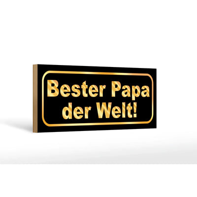 Holzschild 27x10cm schwarzer rechteckiger canvas mit goldener folie bester papa der welt geschenk deko