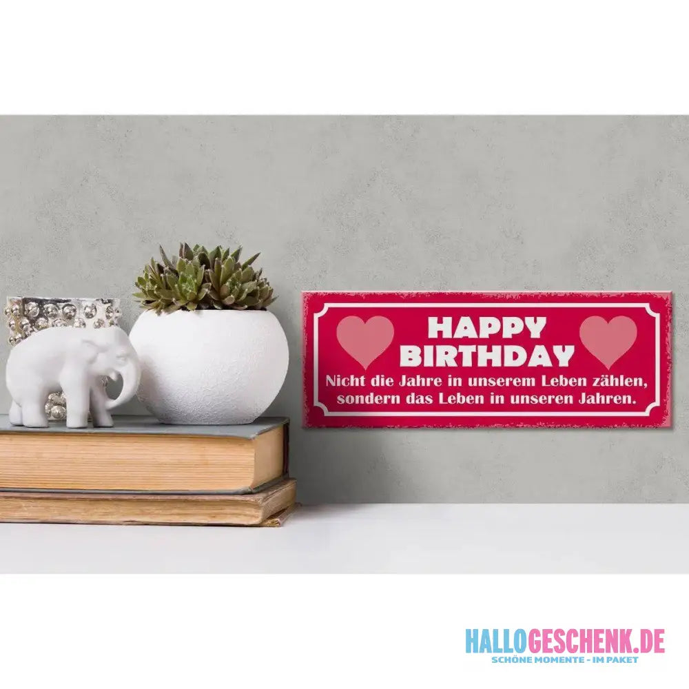 Holzschild Spruch 27x10cm Happy birthday nicht die Jahre
