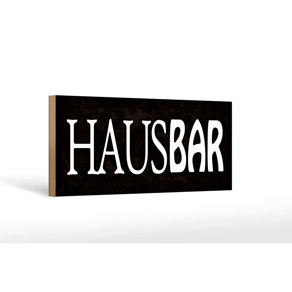 Schwarzes rechteckiges holzschild 27x10cm mit weißer hausbar beschriftung für küche und kneipe deko