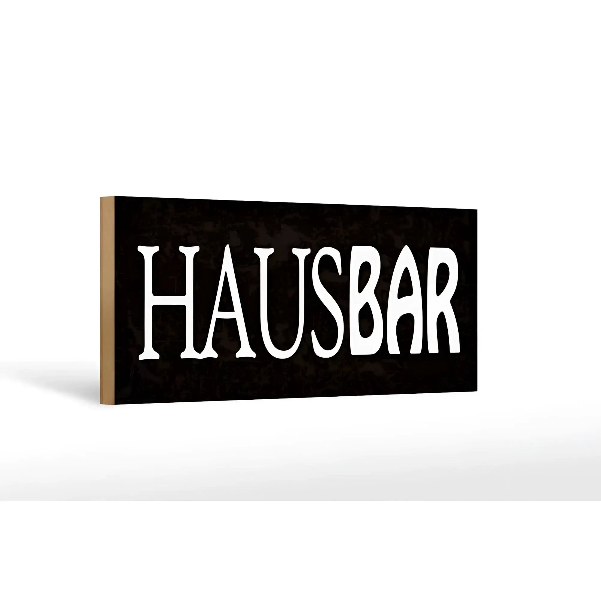Schwarzes rechteckiges holzschild 27x10cm mit weißer hausbar beschriftung für küche und kneipe deko