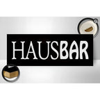 Schwarzes holzschild mit weißer hausbar schrift in bold serif für küche kneipe deko 27x10cm