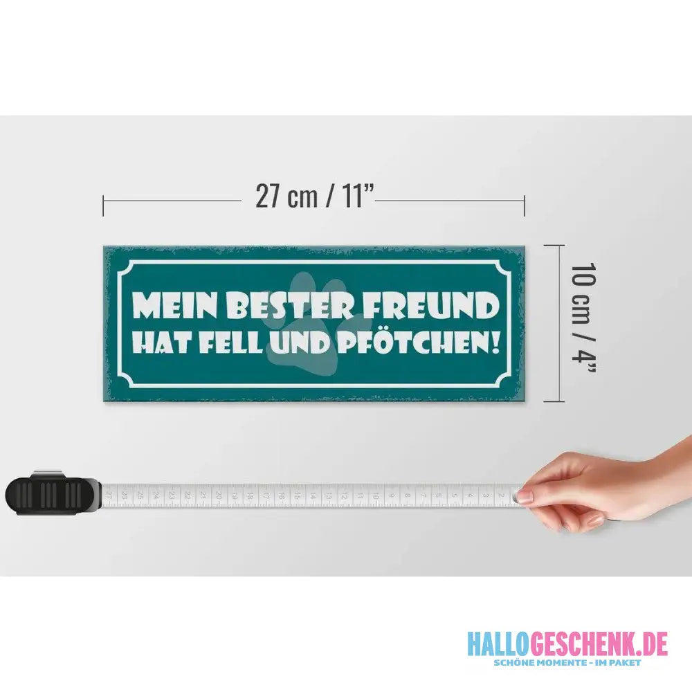 Holzschild Spruch 27x10cm Hund bester Freund Fell Pfötchen
