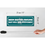 Petrolfarben holzschild 27x10cm mit weißem text mein bester freund hat fell und pfötchen für hundefans