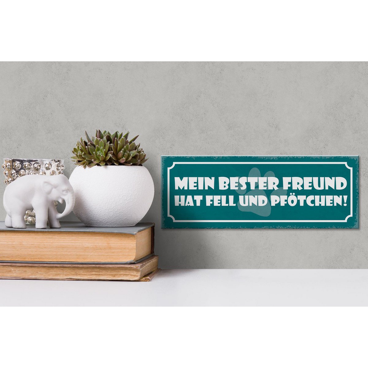 Holzschild Spruch 27x10cm Hund bester Freund Fell Pfötchen - HalloGeschenk.de