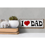 Weißes holzschild 27x10cm mit schwarzer schrift und rotem herz ich liebe dad papa geschenk deko