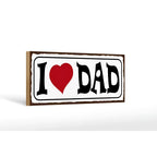 Weißes rechteckiges holzschild mit braunem rand und schwarzem text i herz dad als papa geschenk deko