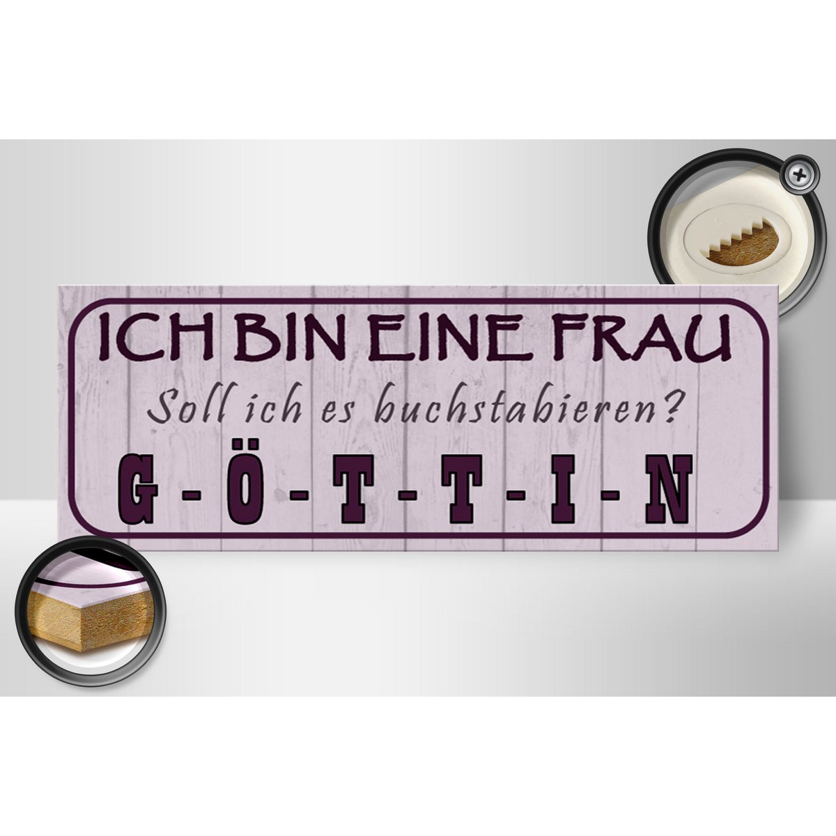 Holzschild Spruch 27x10cm Ich bin bin eine Frau Göttin Deko - HalloGeschenk.de