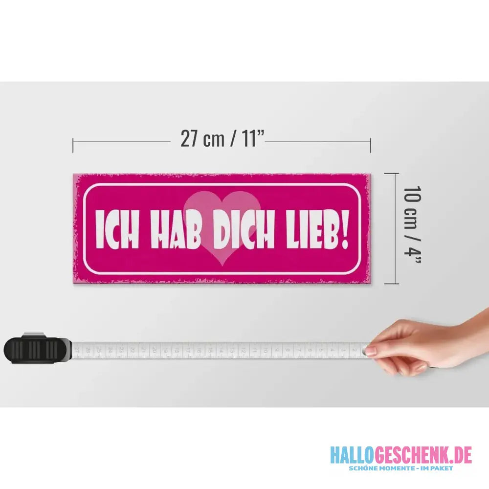 Holzschild Spruch 27x10cm Ich hab dich lieb Herz Deko