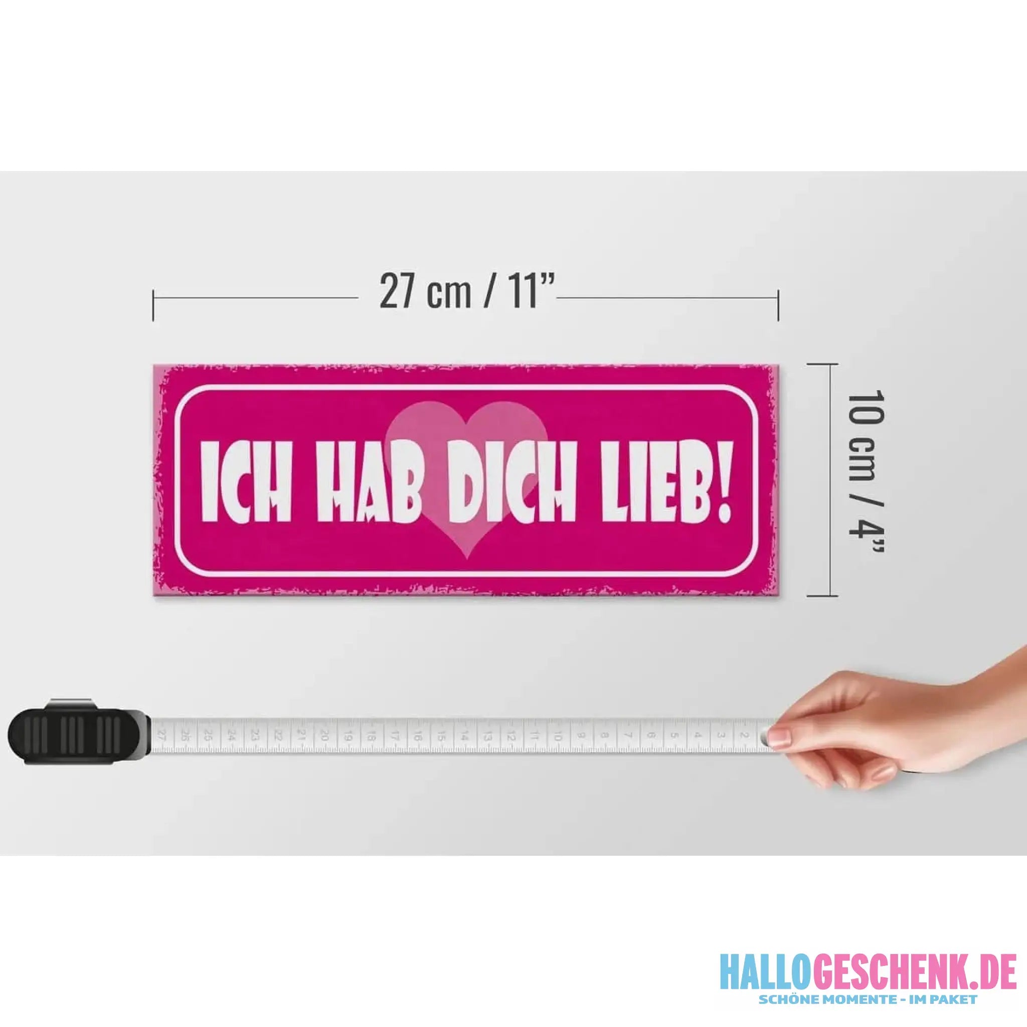 Holzschild Spruch 27x10cm Ich hab dich lieb Herz Deko